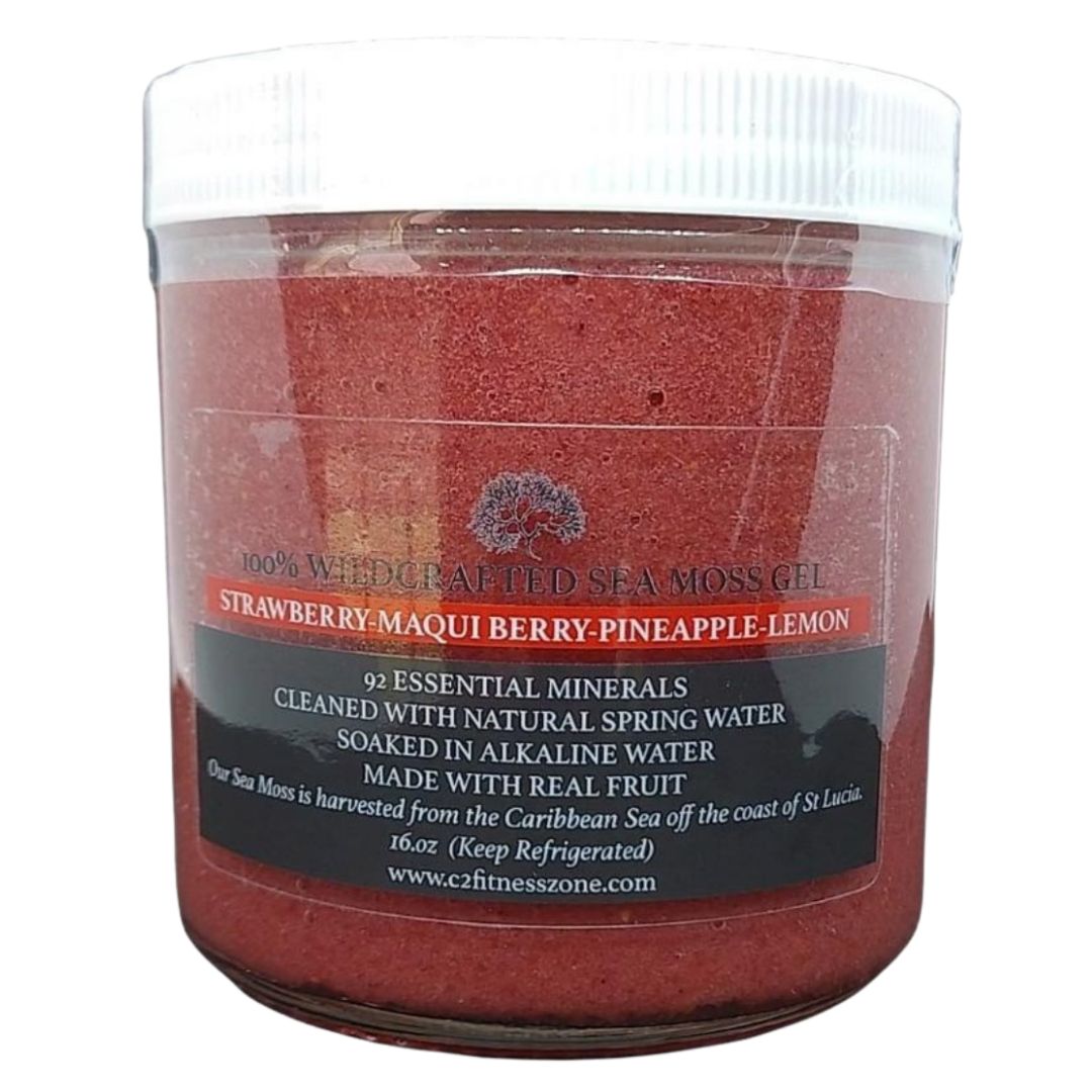 Raw Wildcrafted Irish Sea Moss Gel (Strawberry, Maqui Berry, Pineapple, Lemon)