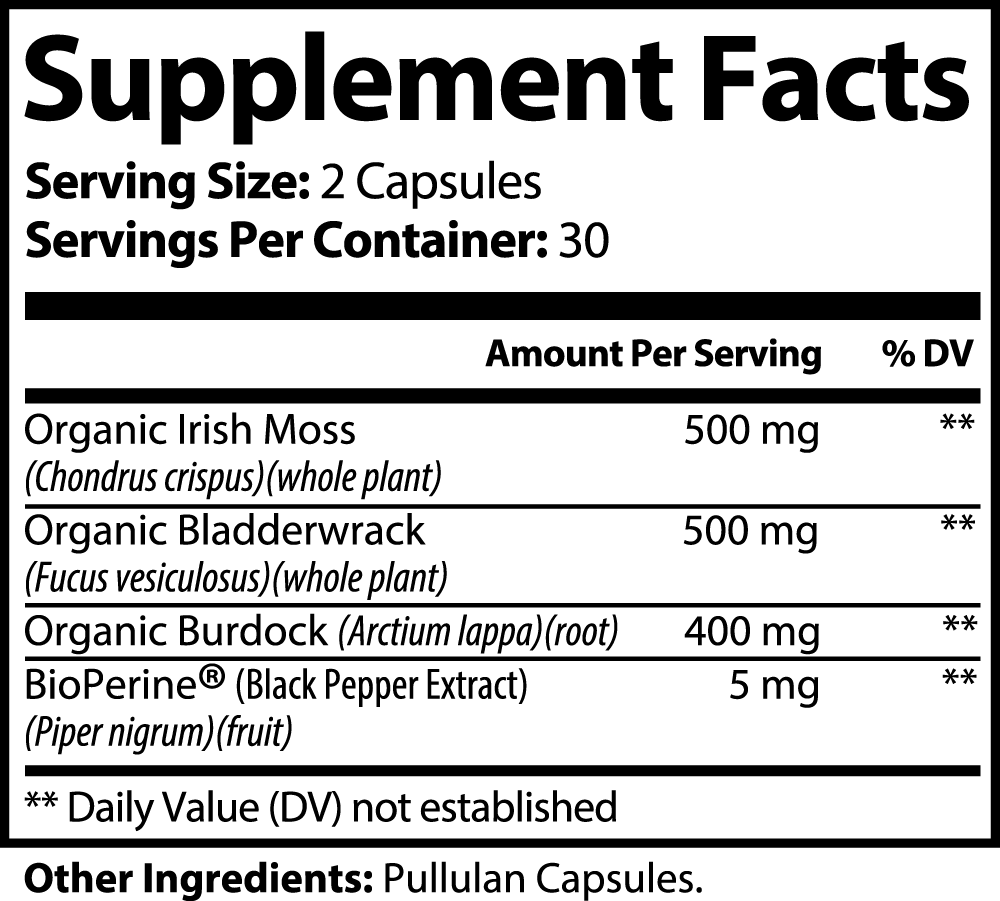 Irish Sea Moss with Bladderwrack and Burdock Root